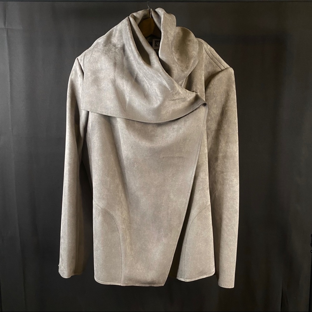 Anne Klein Asymmetrical Open Front Jacket (grey)